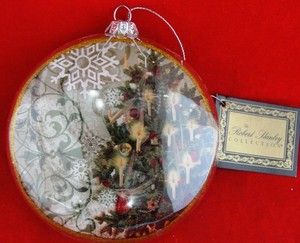 Robert Stanley 4 Round Glass Christmas Ornament Snowflakes Victorian 