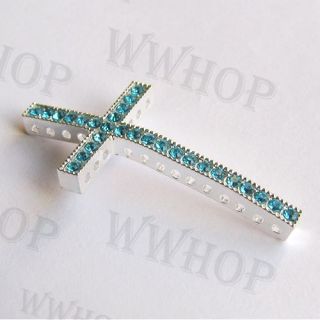 Cross Christian Curved Side Ways Crystal Connectors Beads for Macrame 