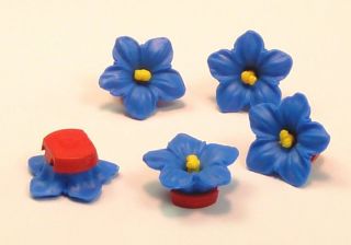 Blue Orchid Flower Imported from Germany Plastic Beads 6 Pieces