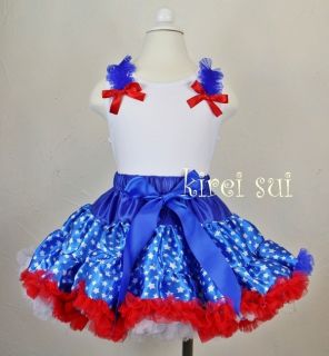 4th July Blue Star Red White Pettiskirt Tank Top Party Pageant 2pc 