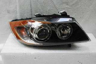 Black 05 08 BMW E90 3 Series Dual CCFL Halo Projector Headlights 