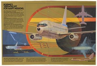 1983 Boeing Military 737 Jet Aircraft Double Page Ad