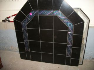 Stove board 40x40 double cut w/ black tile with inlay for pellet or 