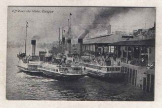 UK GLASGOW FERRY BOATS ANIMATED OLD POSTCARD