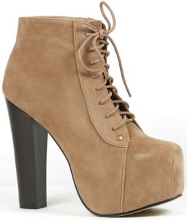 Lace Up High Heel Platform Fashion Ankle Boot Bootie 6 US Glaze 