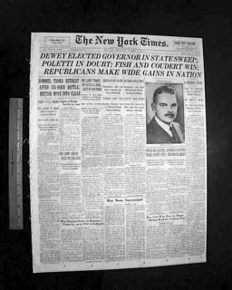 THOMAS E. DEWEY New York Governor Election WIN 1942 World War II NYC 