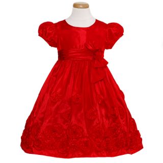 Bonnie Jean Toddler Girls Size 3T Red Taffeta Bow Christmas Dress 