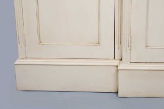 English Antique Style White Painted Breakfront Bookcase Display 