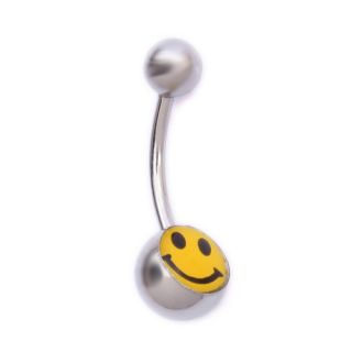    Belly Button Bar Ring Smiling Face Ferido Body Jewelry Piercing BR03