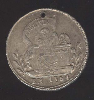 Bolivia RARE Beautiful Potosi 1854 Silver Coin Medal