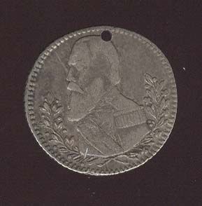 Silver Medal Coin Bolivia Melgarejo RARE High Grade Holed at 11 1865 