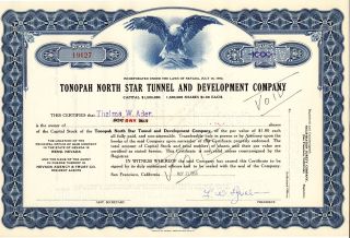 Tonopah North Star Tunnel Development Company Nevada Iss Thelma Ader 