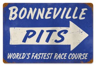 Bonneville Pits speedway drag racing heavy metal sign Bonneville Salt 