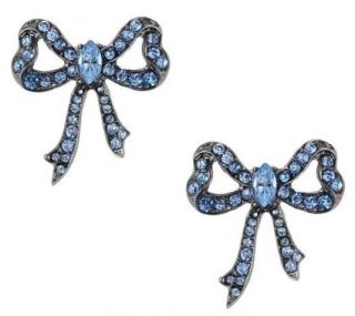  Betsey Johnson Crystal Blue Bow Earrings