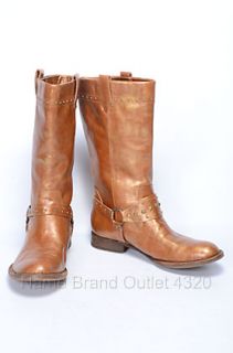 Born Crown 8 Tan Gold Leather Boreen Studded Harness Calf Boot Shoe $ 