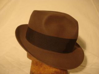 Vintage Borsalino Crushable Fedora Hat with Wind Trolley, Pale Brown 