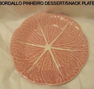Vintage Bordallo Pinheiro Portugal Ceramic Pink Cabbage Leaf Dessert 