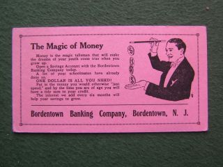 Vintage Advertising Paper Blotter BORDENTOWN BANKING CO. New Jersey NJ 