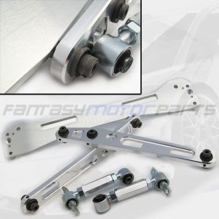   Silver Aluminum Rear Subframe Brace+Lower Control Arms+Rear Camber Kit