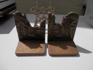   Vintage Bradley Hubbard in Colonial Days Solid Brass Bookends