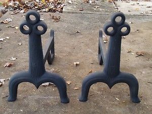 Vintage Cast Iron Fire Dogs Fireplace Log Holders