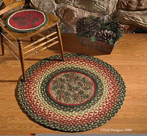 Park Designs Pinecone Braided Hooked Rug 36 Round New