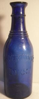  Old Underwood Cobalt Blue Ink Bottle