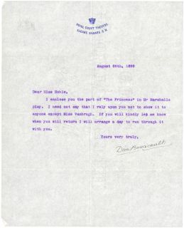 1899 DION BOUCICAULT Letter with Signature   Royal Court Theatre