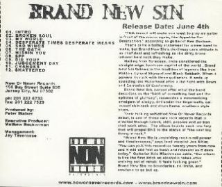   is the RARE 2002 release from Brand New Sin titled, Brand New Sin