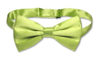 SILK BOWTIE Solid YELLOW GREEN Color Mens Bow Tie for Tuxedo or Suit