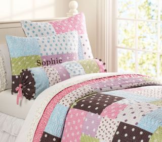 New~Pottery Barn Kids Sophie Patchwork Polka Dot Twin Quilt & Sham