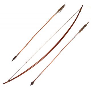 Antique HADZA TRIBE Osage Bow and Arrows w Guinea Fowl Feathers MUSEUM 
