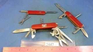 2447 3 Victorinox Swiss Army brand pocket knives