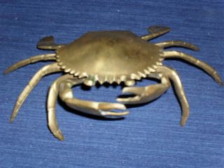 Vintage Unique Brass Crab Ashtray Figurine
