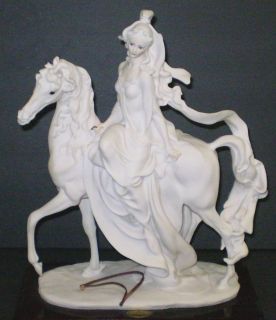 Giuseppe Armani Lady on Horse Figurine Italian Porcelain 1985