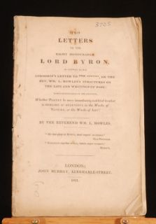 1821 TWO LETTERS to Lord BYRON Rev. Wm L. BOWLES