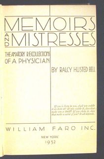 Memoirs and Mistresses The Amatory Recollections of a Physician