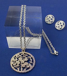 Necklace of Silver Tone with Lacy Pendant Lot of 100 $1 Ea