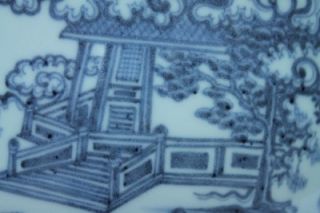   Antique Chinese Blue & White Porcelain Punch Bowl Kangxi Mark