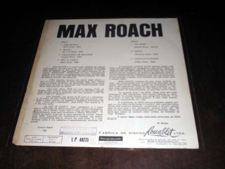 Max Roach RARE BRAZILIAN MOCAMBO ROZENBLIT MONO 1962 ISSUE VG/NM