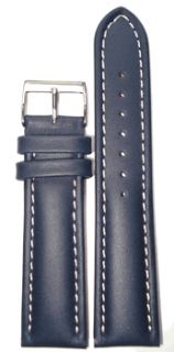   20mm Blue Soft Leather Calf Breit Style with White Stitch