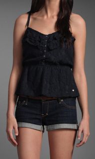 Abercrombie Fitch Womens Shirt Bridget Tank Top Lace Cami Navy Blue XS 