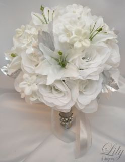 17pcs Wedding Bridal Bouquet Set Decoration Silk Flower WINTER 