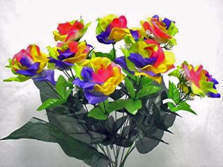   Rainbow Soft Silk Wedding Flowers Bouquets Centerpieces LGBT