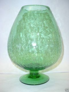 Vintage Green Crackle Art Glass Brandy Inhaler Snifter
