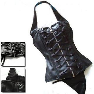 New Faux Leather Brocade Corset Bustier G String K15