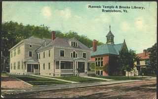 Brattleboro Vermont 1908 Masonic Temple Brooks Library Vintage 