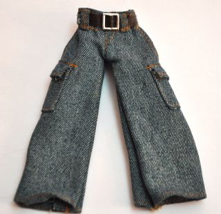 Bratz Boyz Doll Medium Blue Jeans Pants with Belt Wide Leg Cargo Style 