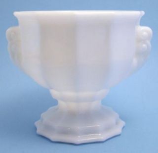 Brody White Milk Glass Footed Handled Paneled Vase Planter