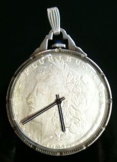 1921 Morgan Silver Dollar Lejour 17 Jewel Pocket Watch 925